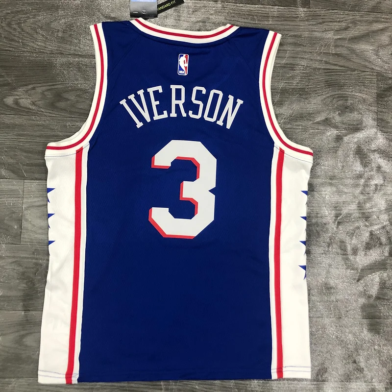 NBA Philadelphia 76ers Basketball Jersey V-neck Blue #3 IVERSON