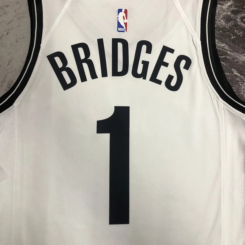 Brooklyn Nets Basketball jersey V-neck  White #1 BRIDGES