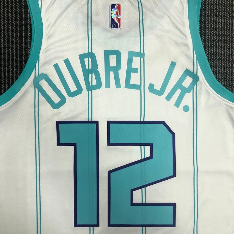 75th anniversary  Charlotte Hornets Basketball Jersey   White  #12  OUBRE JR