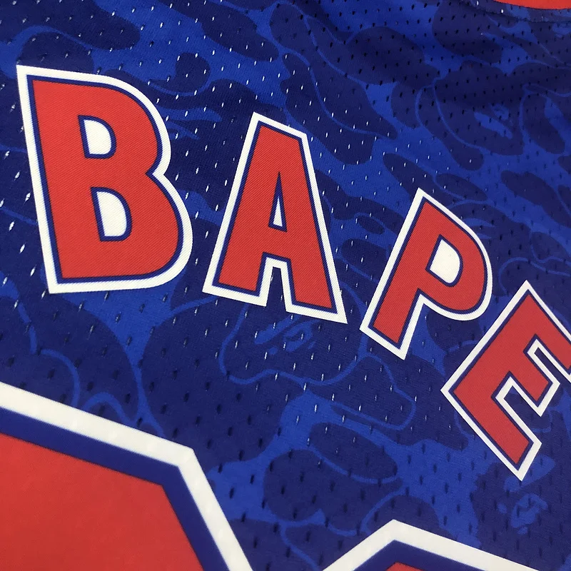 BAPE×M&N Co-branded Brooklyn Nets Basketball jersey Blue #93