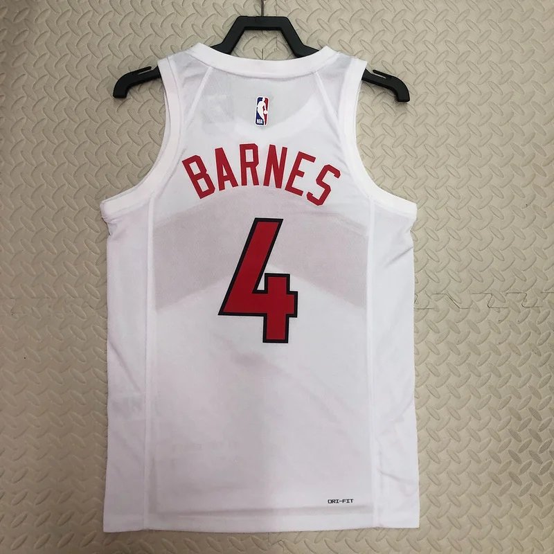 2023 NBA Toronto Raptors Basketball Jersey Home White #4 BARNES