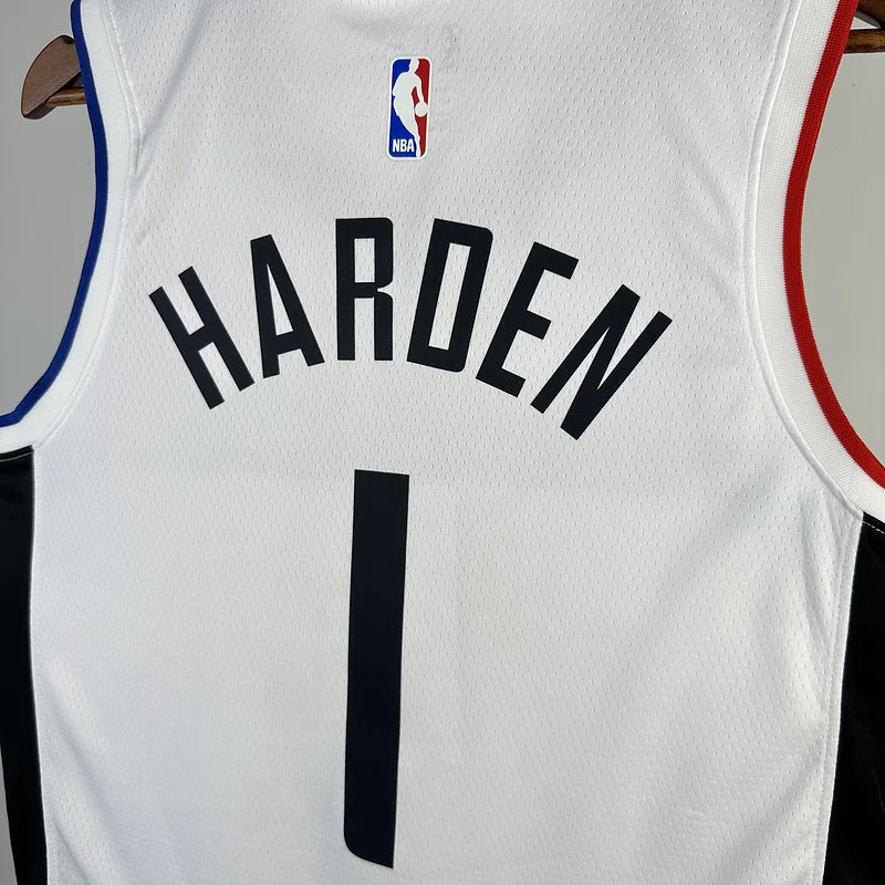 2021 Season  NBA Los Angeles Clippers Basketball jersey   Latin   White  #1    HARDEN