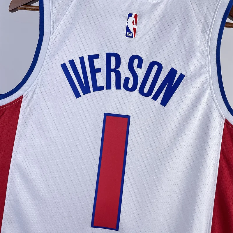 2023 Detroit Pistons Basketball Jersey White #1 IVERSON