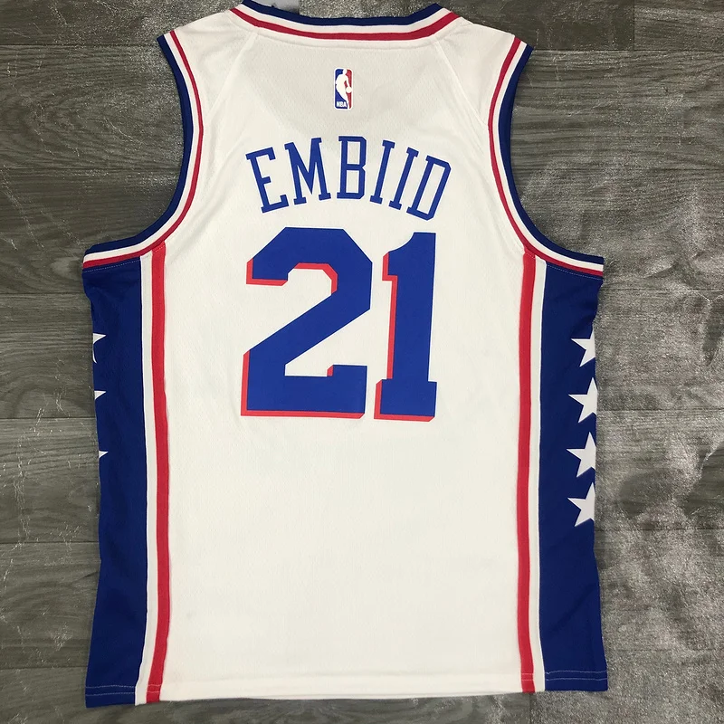 NBA Philadelphia 76ers Basketball Jersey V-neck White #21 EMBIID