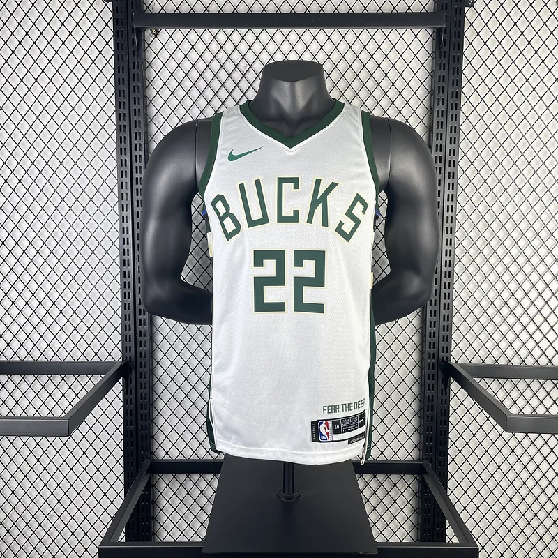 2023 Season NBA Milwaukee Bucks Basketball jersey Home White #22 MIDDLETON