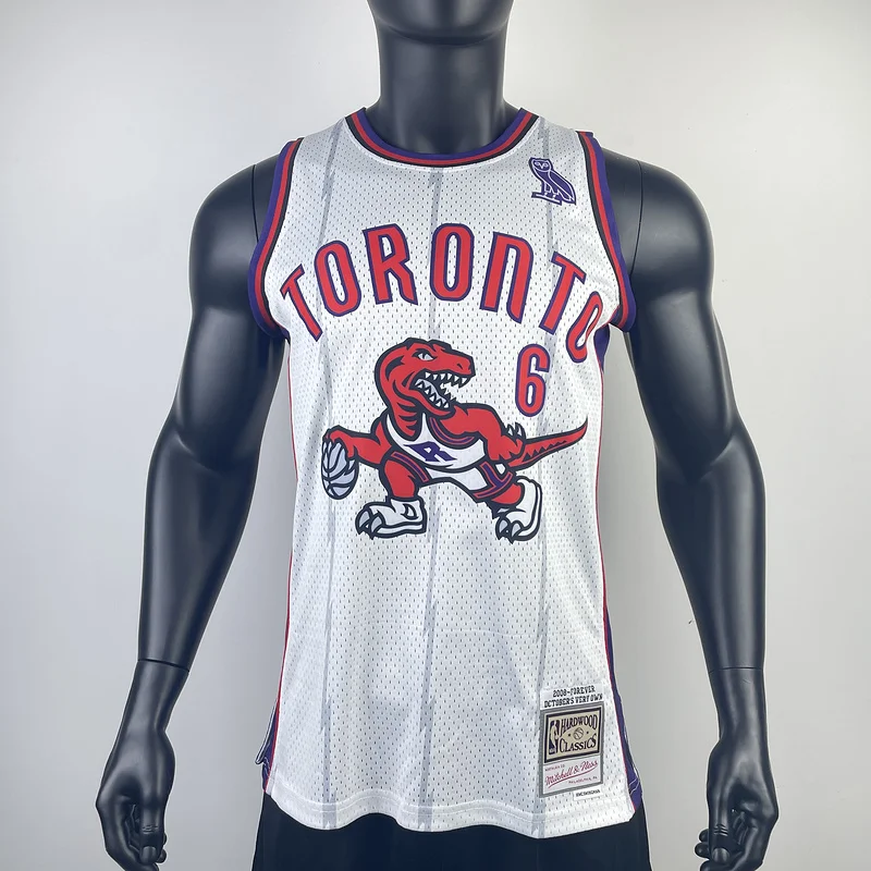 Mitchell Ness Fan Version Hot Print Retro: NBA Toronto Raptors Basketball Jersey White #6