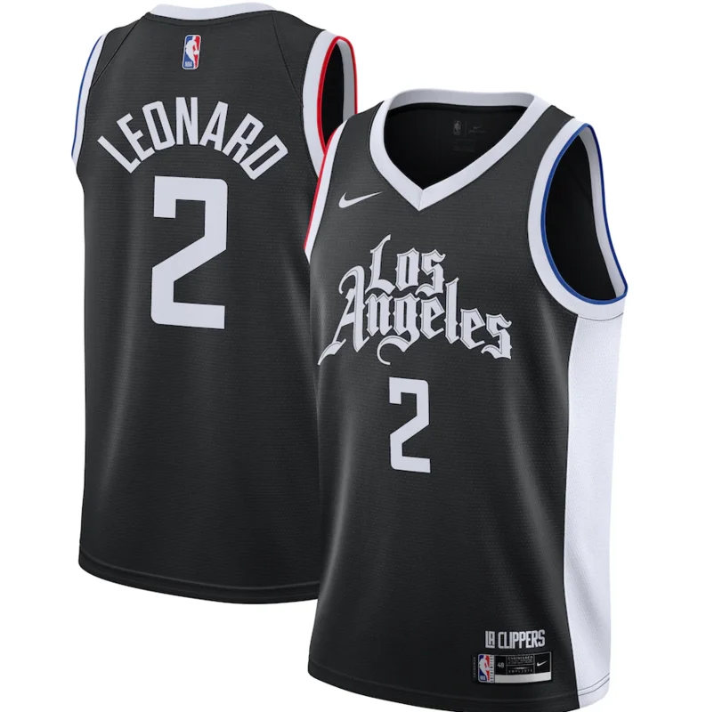 2021 Season NBA Los Angeles Clippers Basketball jersey  city version   Latin   Black  #2  LEONARD