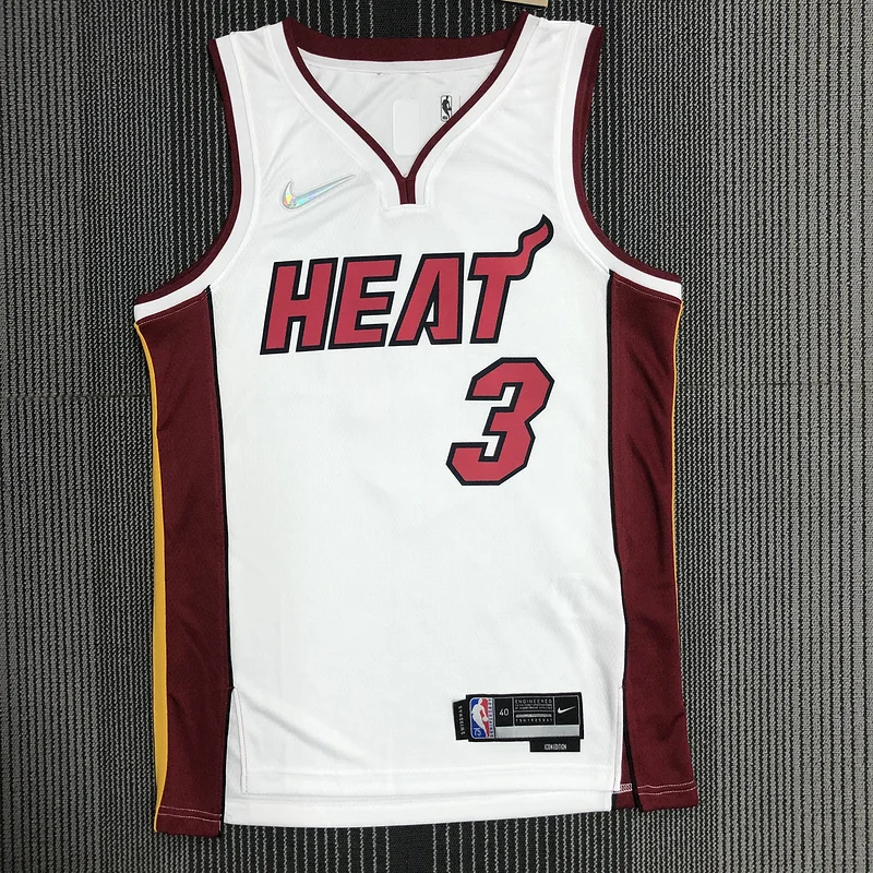 75th anniversary NBA Miami Heat basketball jersey White #3 WADE