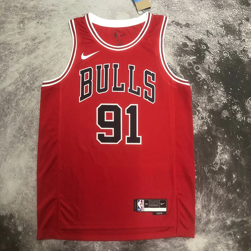 2023 Season NBA Chicago Bulls Basketball jersey red #91 RODMAN