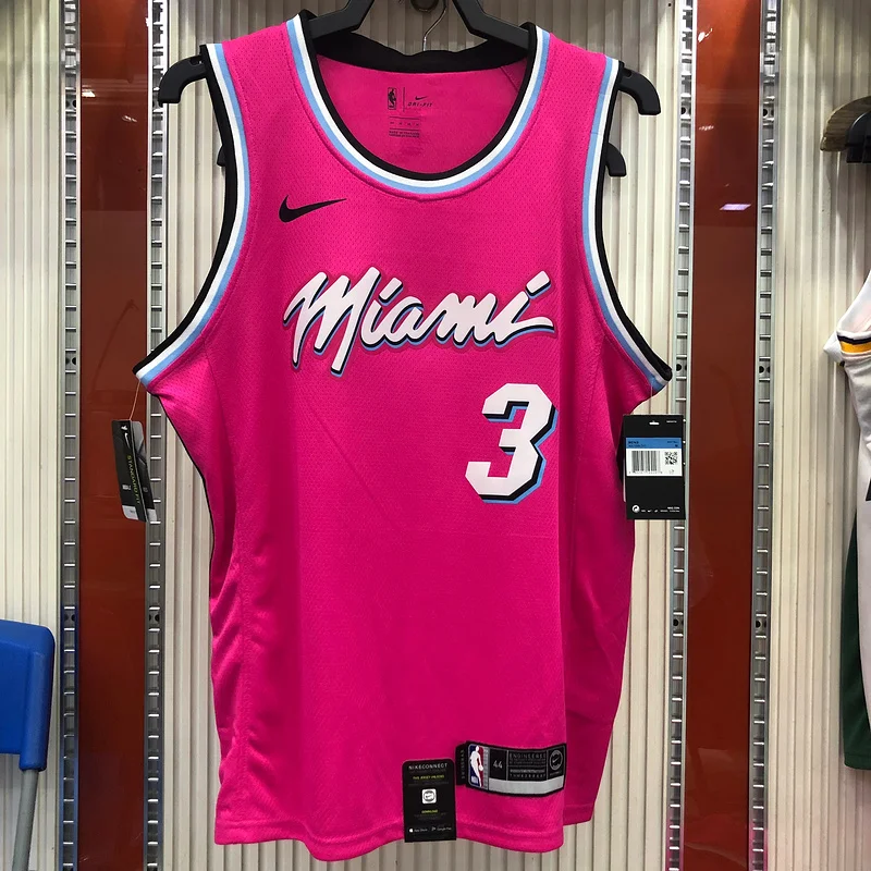 NBA Miami Heat basketball jersey round neck Pink #3 WADE