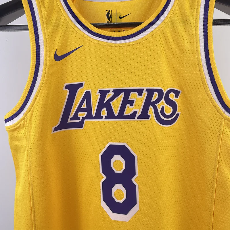 Youth kids Basketball Jersey Los Angeles Lakers Yellow #8 BRYANT