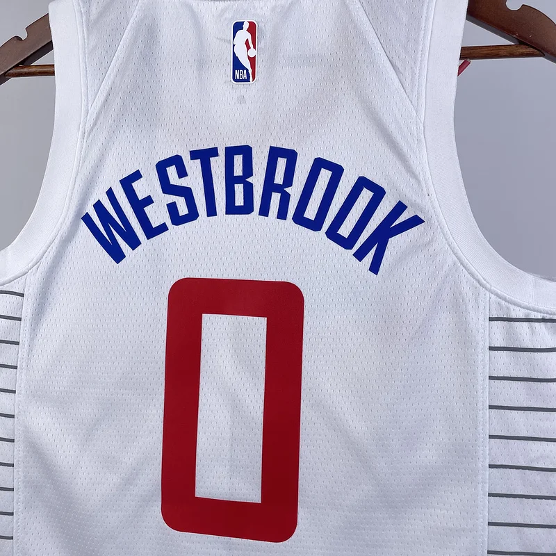 2023 Season   NBA Los Angeles Clippers Basketball jersey   Home   White  #0    WESTBROOK