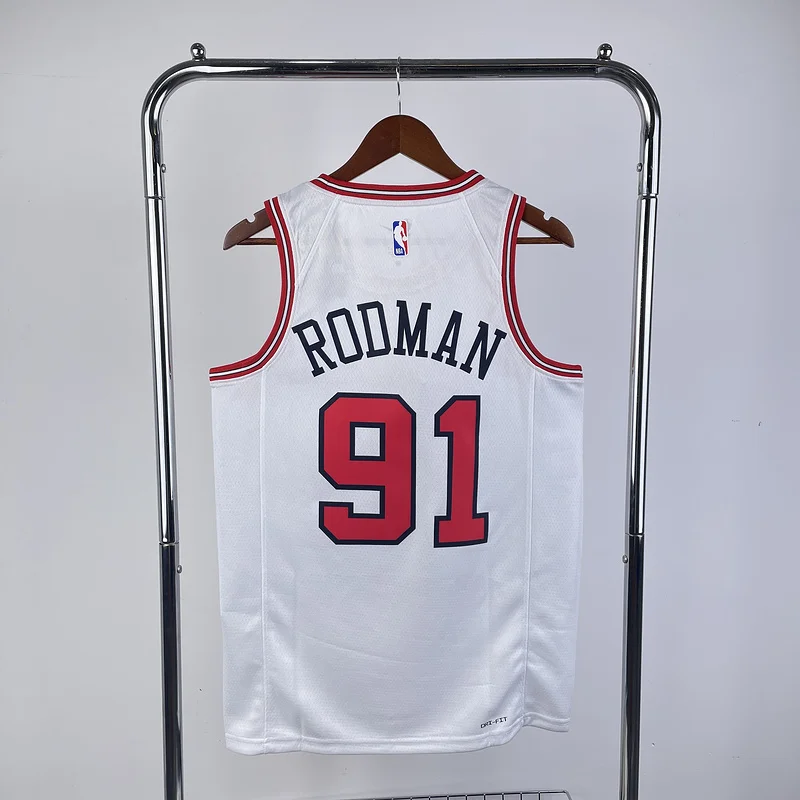 2023 Season NBA Chicago Bulls Basketball jersey white #91 RODMAN