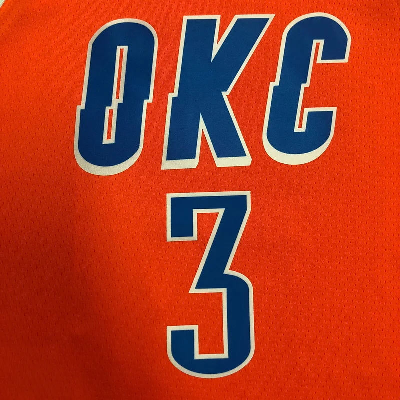 2021 NBA Oklahoma City Thunder Basketball Jersey trapeze Orange #3 PAUL