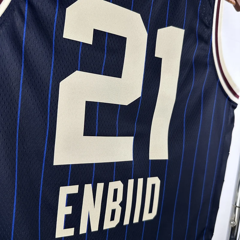 2024 Season NBA Philadelphia 76ers Basketball Jersey All-Star Blue #21 EMBIID