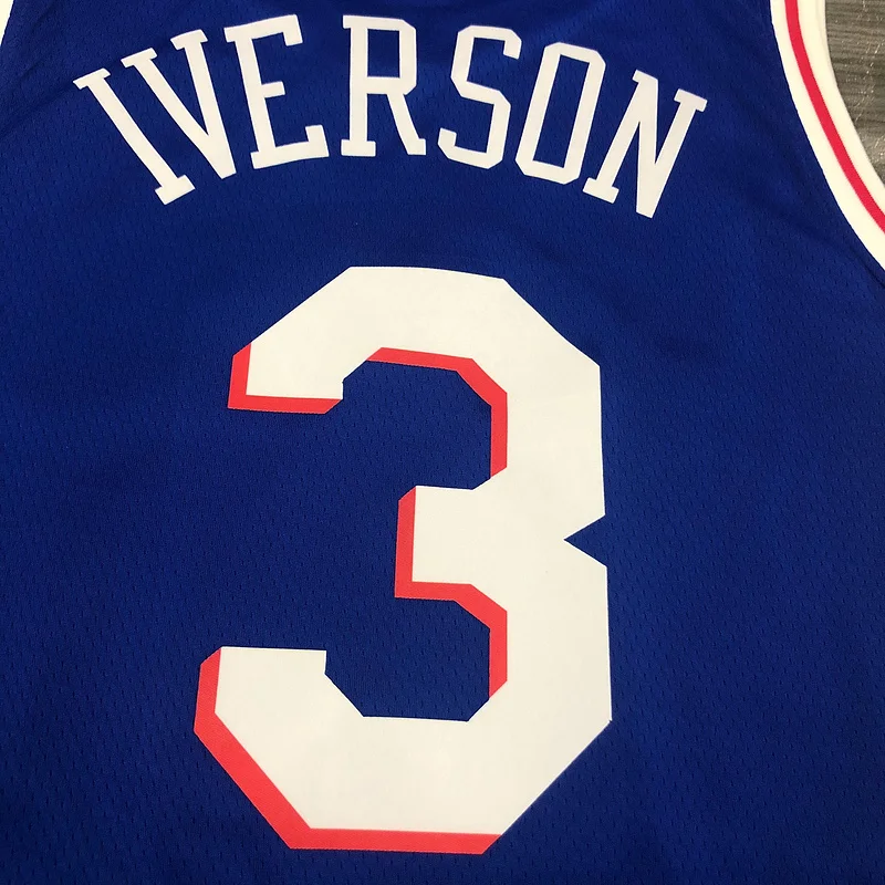 NBA Philadelphia 76ers Basketball Jersey V-neck Blue #3 IVERSON