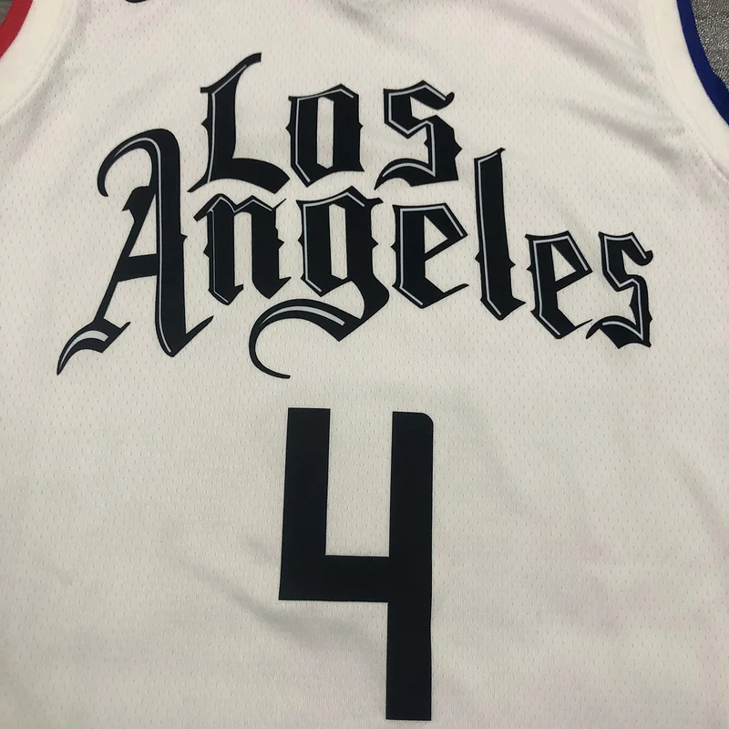 2020 Season NBA Los Angeles Clippers Basketball jersey   Latin   White   #4   RONDO