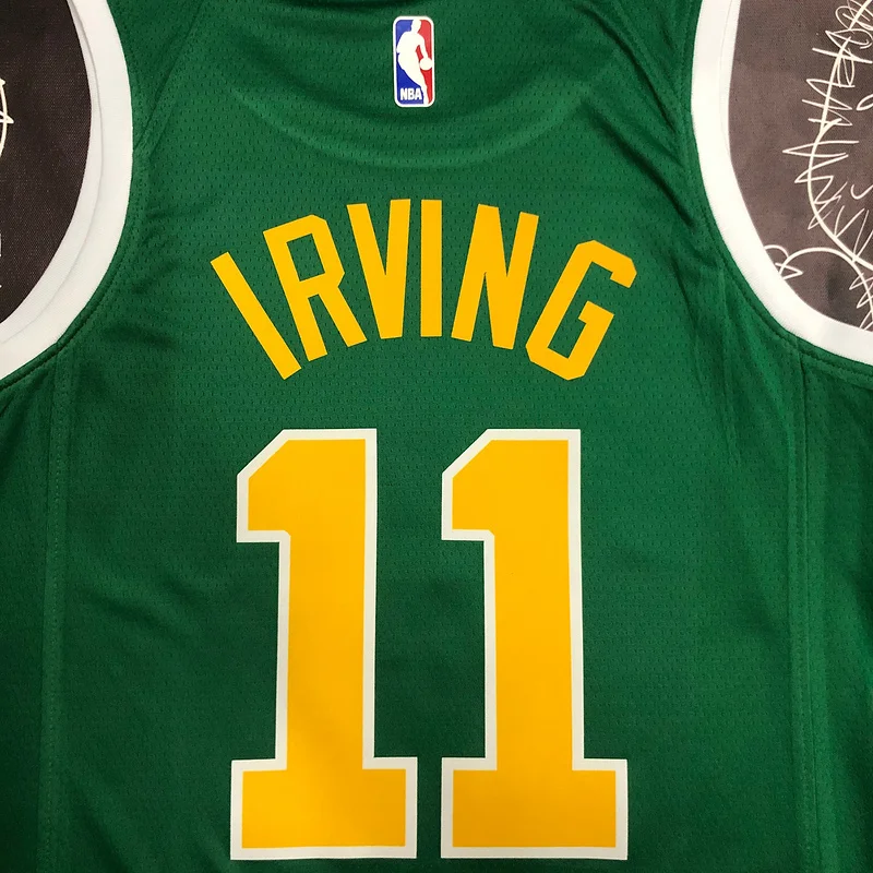 NBA Boston Celtics Basketball Jersey Green Gold #11 IRVING