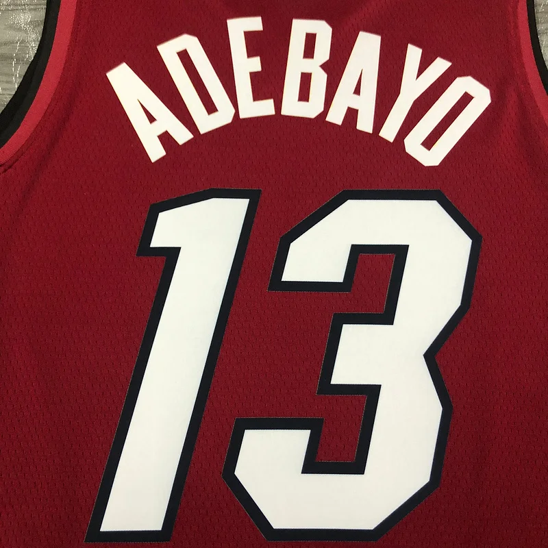 2021 Season NBA Miami Heat basketball jersey Jordan V-neck maroon red #13 ADEBAYO