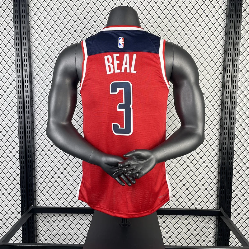 2023  Washington Wizards Basketball Jersey   Aawy   Red  #3    BEAL