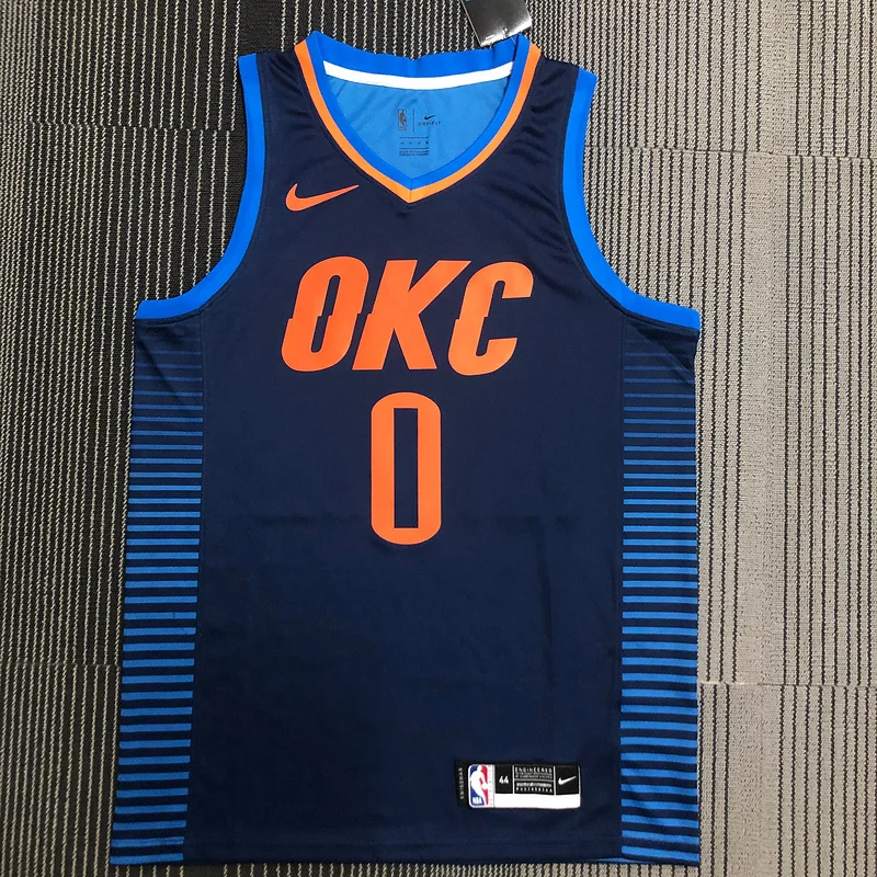 NBA Oklahoma City Thunder Basketball Jersey Blue stripe #0 WESTBROOK