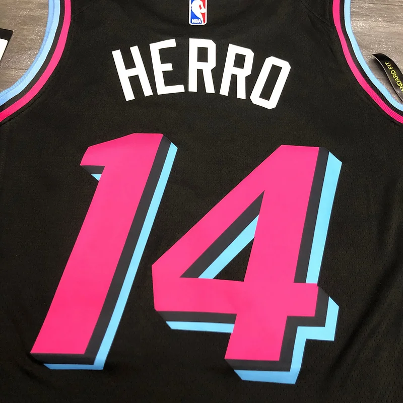 NBA Miami Heat basketball jersey round neck Black #14 HERRO