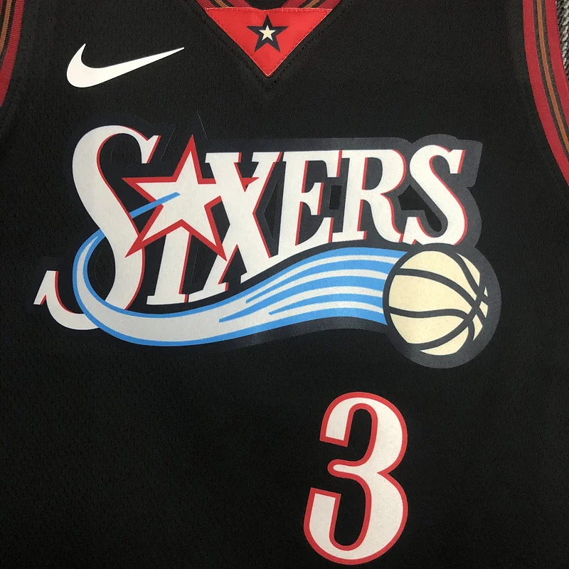 NBA Philadelphia 76ers Basketball Jersey  Retro Black #3 IVERSON