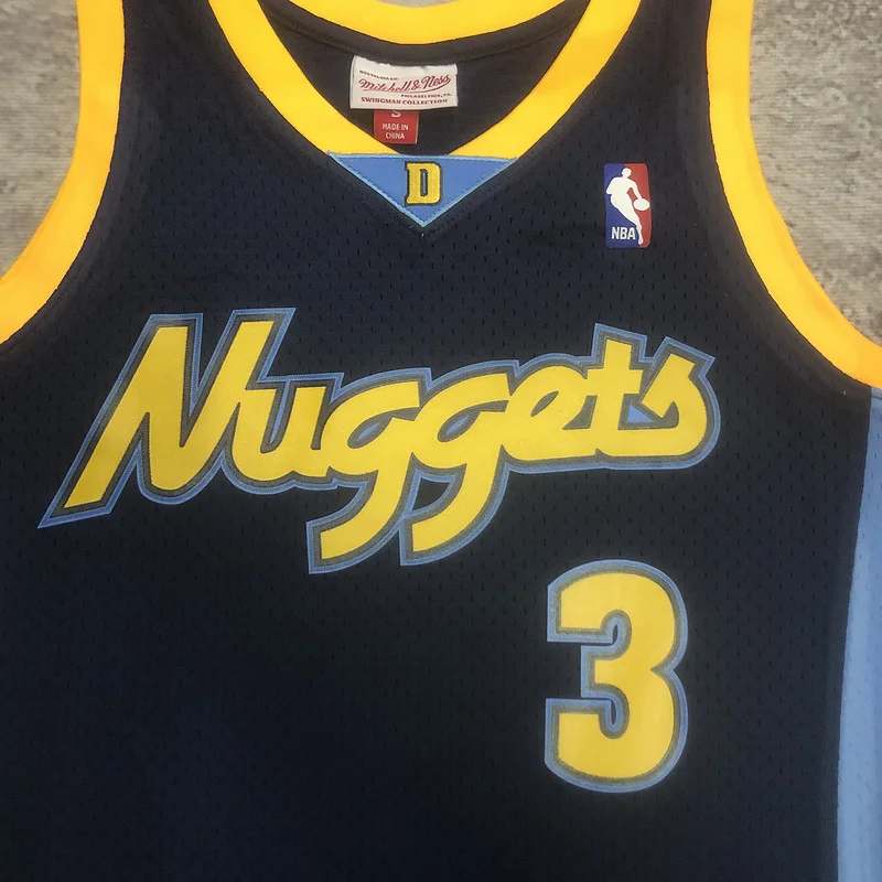 2006 2007 Season Mitchell Ness Hot Print Retro SW NBA Denver Nuggets Basketball jersey  Blue #3 IVERSON