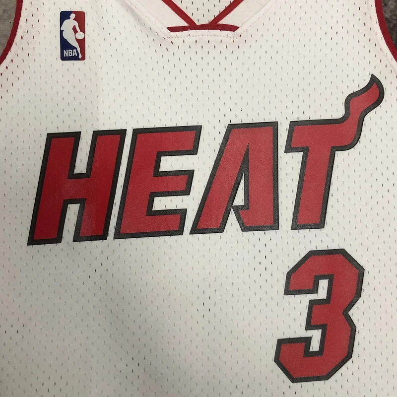 2005 2006 Season MN Hot Print Retro NBA Miami Heat basketball jersey White #3 WADE