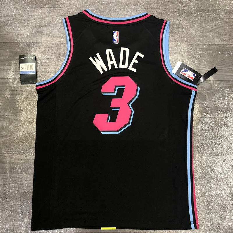 NBA Miami Heat basketball jersey round neck Black #3 WADE