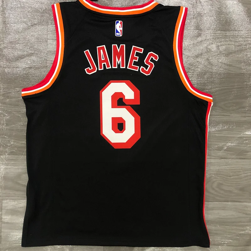 2018 Season NBA Miami Heat basketball jersey retro night Black #6 JAMES