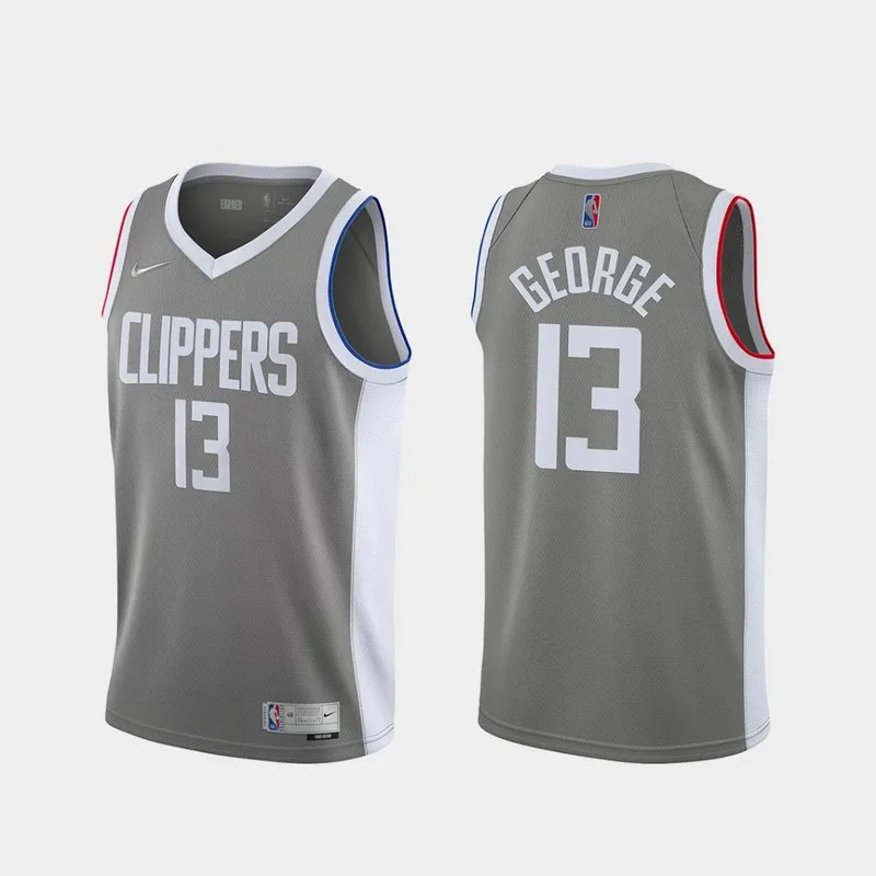 2021 Season  NBA Los Angeles Clippers Basketball jersey   bonus edition   Gray  #13   GEORGE