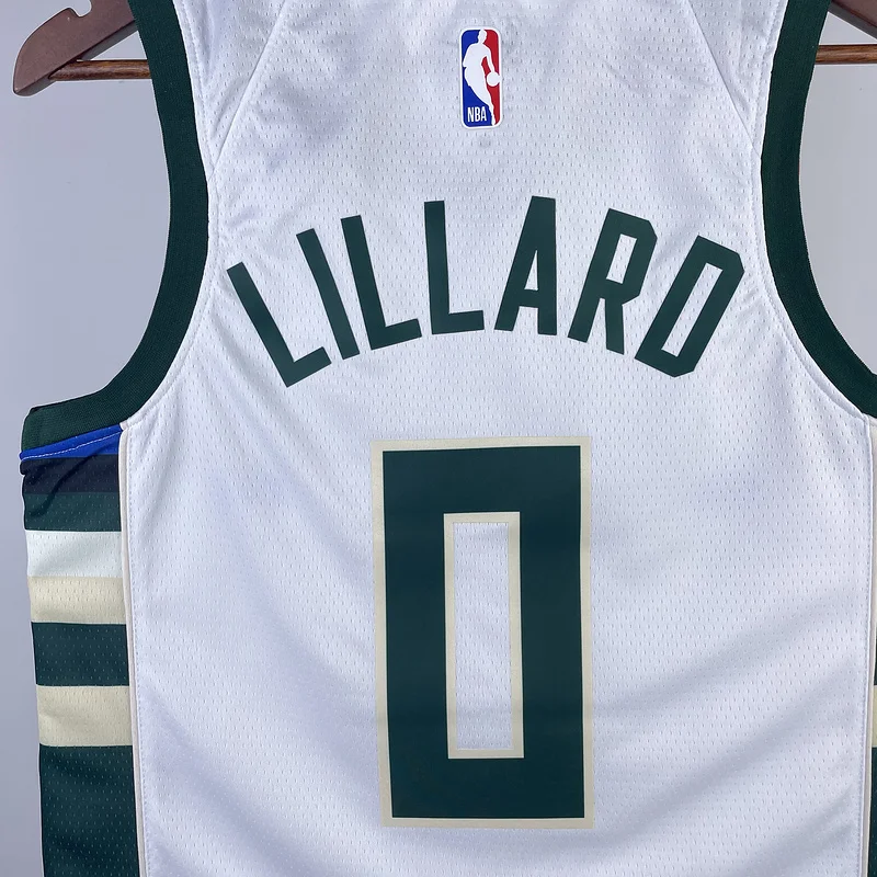 2023 Season NBA Milwaukee Bucks Basketball jersey Home White #0 LILLARD