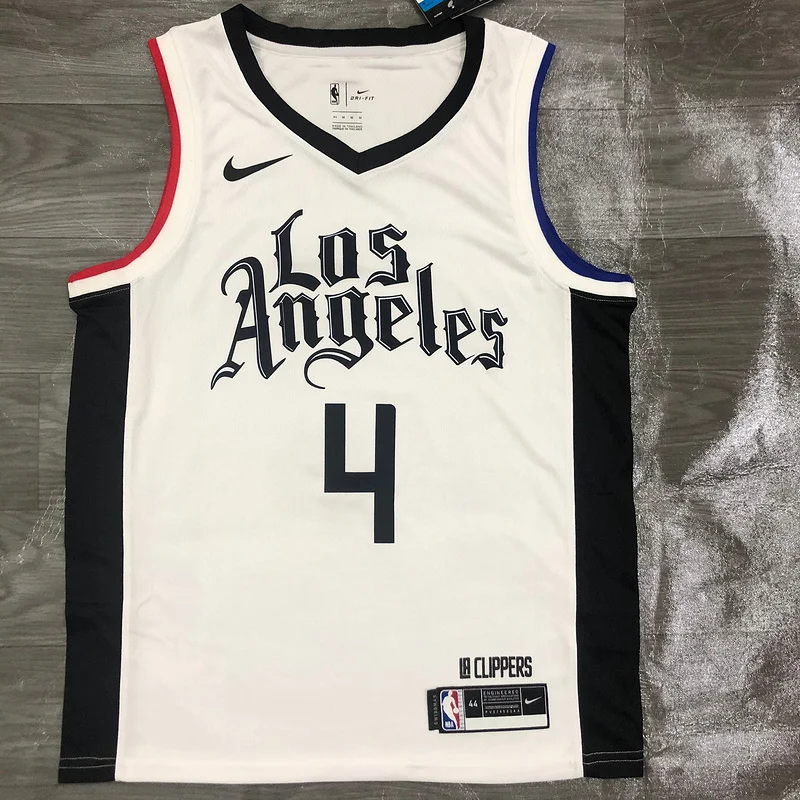 2020 Season NBA Los Angeles Clippers Basketball jersey   Latin   White   #4   RONDO