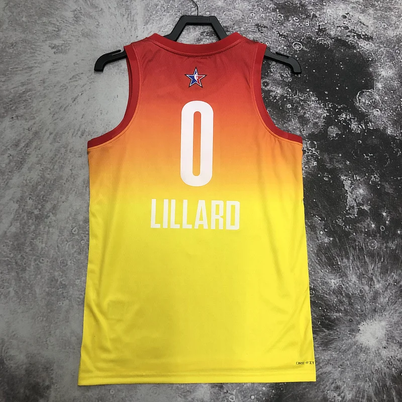 2023   All-Star   Portland Trail Blazers Basketball Jersey  Yellow  #0   LILIARD