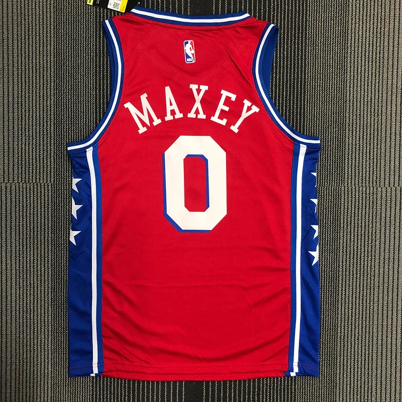 NBA Philadelphia 76ers Basketball Jersey trapeze limited Red #0 MAXEY