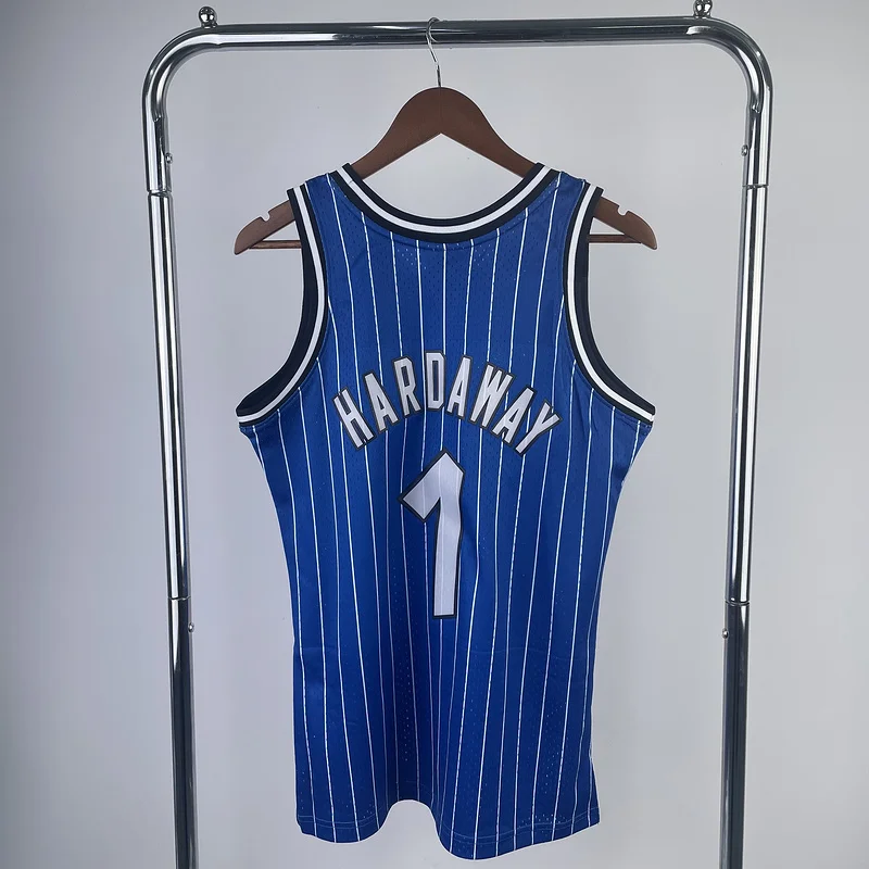 1995 Mitchell Ness Hot Print Retro Orlando Magic Basketball Jersey Blue #1 HARDAWAY