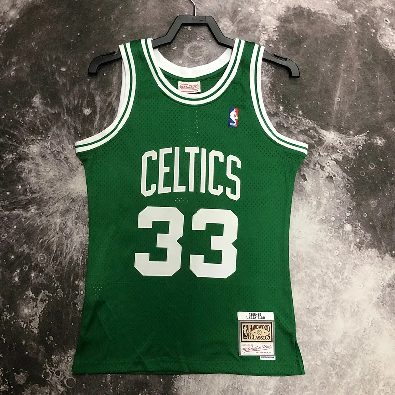 1985 1986 Season MN Hot Print Retro NBA Boston Celtics Basketball Jersey Green #33 BIRD