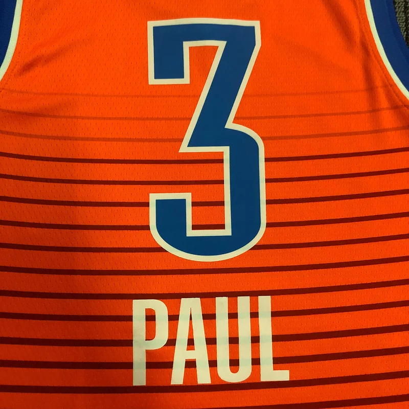 2021 NBA Oklahoma City Thunder Basketball Jersey trapeze Orange #3 PAUL