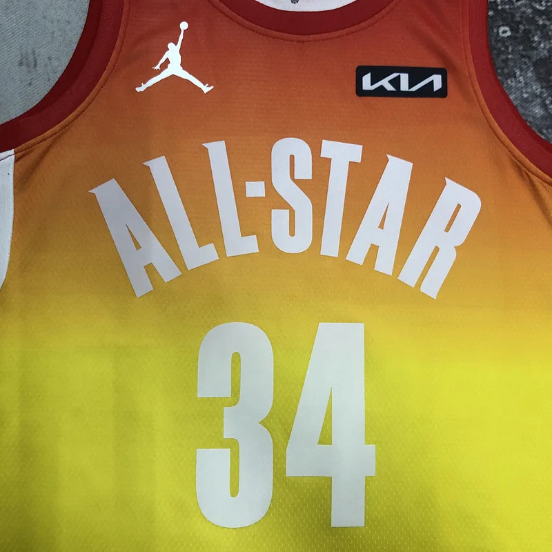 2023 Season Milwaukee Bucks basketball jersey All-Star Yellow #34 Antetokounmpo