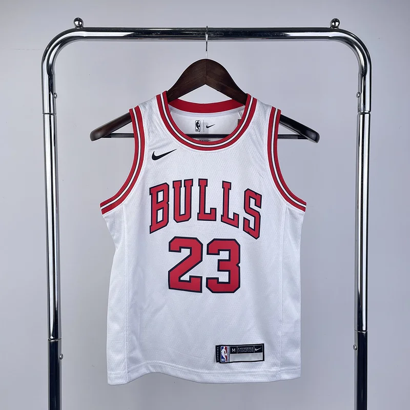 Youth kids Basketball Jersey Chicago Bulls White #23 JORDAN