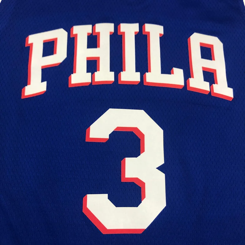 NBA Philadelphia 76ers Basketball Jersey V-neck Blue #3 IVERSON