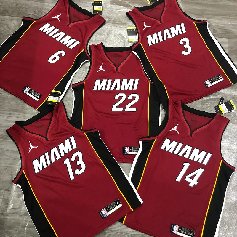 2021 Season NBA Miami Heat basketball jersey Jordan V-neck maroon red #13 ADEBAYO