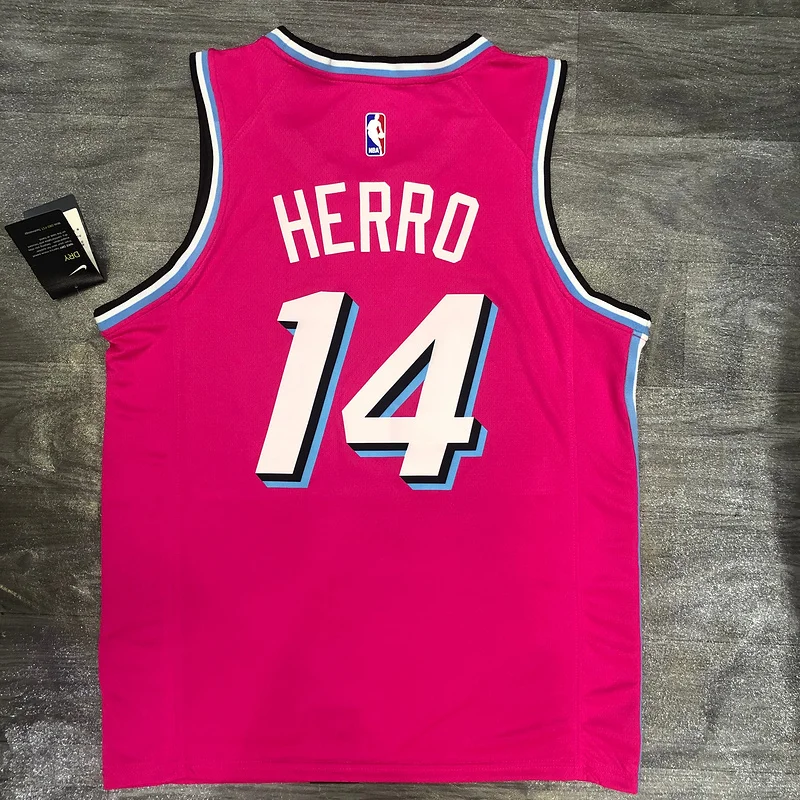 NBA Miami Heat basketball jersey round neck Pink #14 HERRO