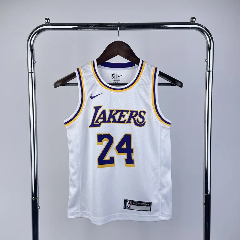 Youth kids Basketball Jersey Los Angeles Lakers White #24 BRYANT