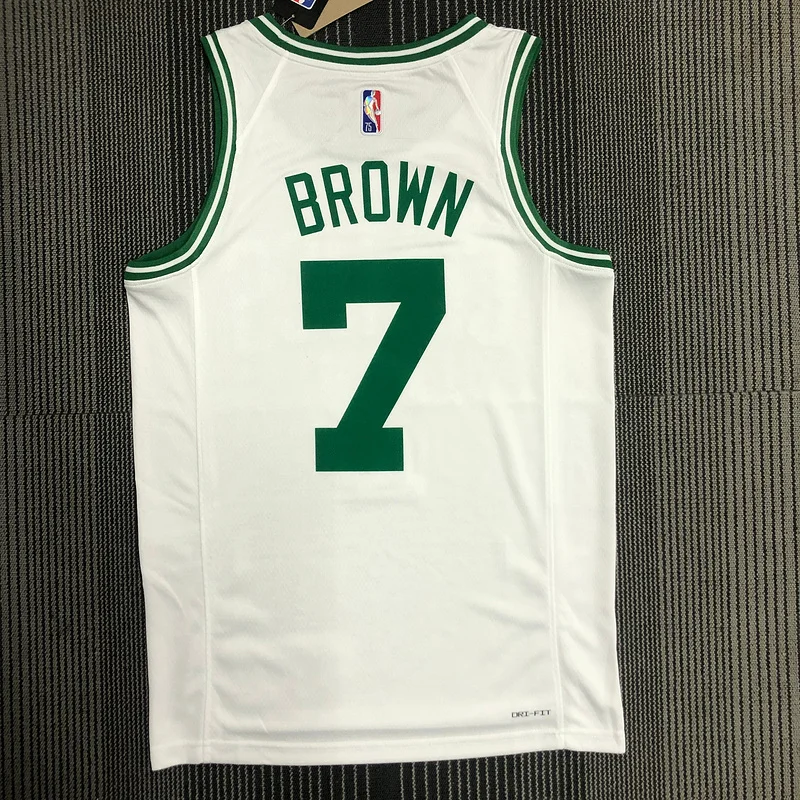 75th anniversary NBA Boston Celtics Basketball Jersey White #7 BROWN