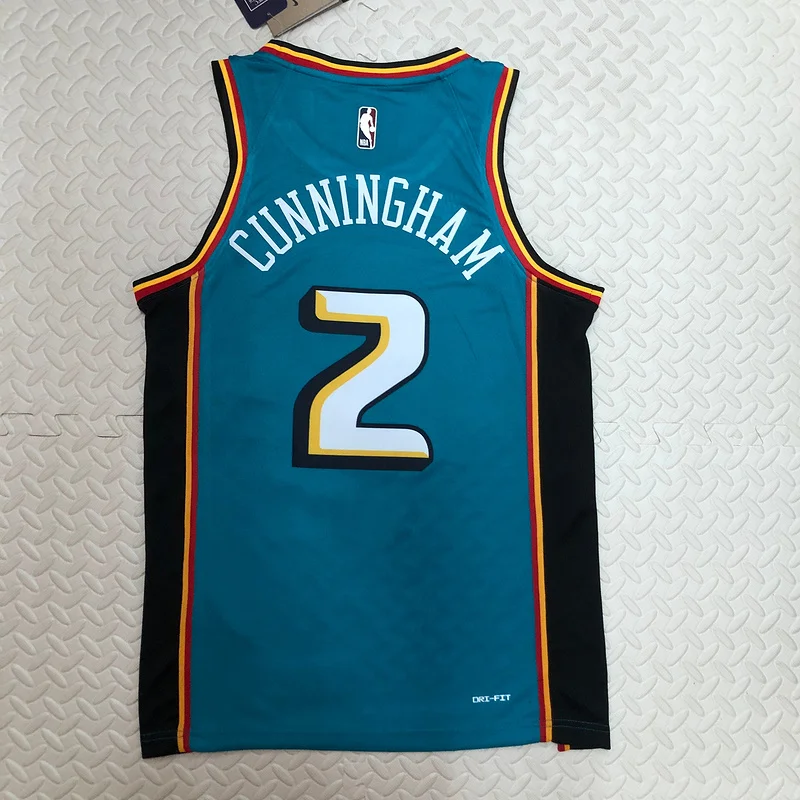 2023 Detroit Pistons Basketball Jersey Retro #2 CUNNINGHAM