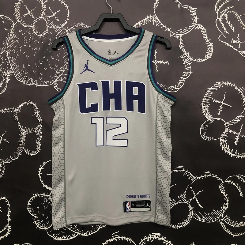 2019   Charlotte Hornets Basketball Jersey    Gray  #12  OUBRE JR