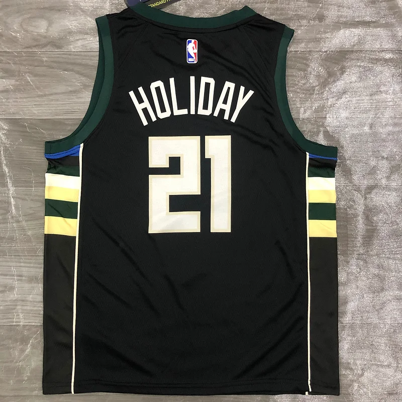 NBA Milwaukee Bucks Basketball jersey V-neck Black #21 HOLIDAY