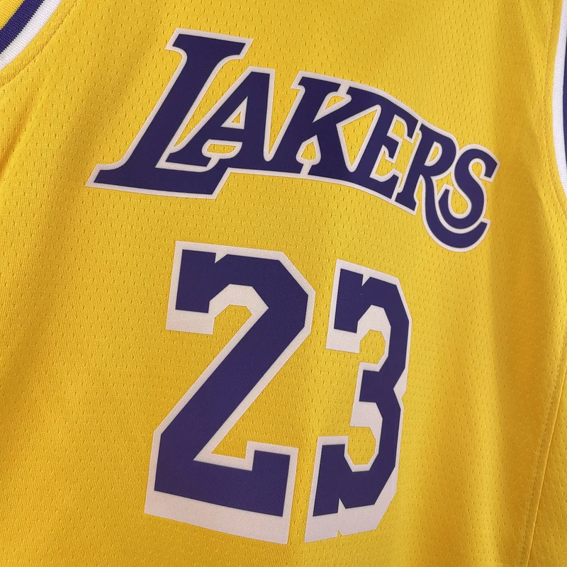 Youth kids Basketball Jersey Los Angeles Lakers Yellow #23 JAMES